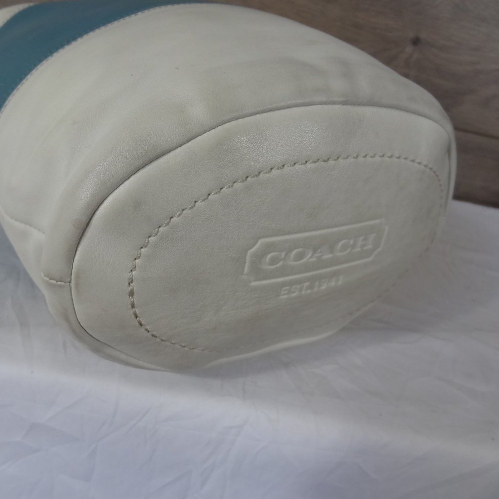 Coach F13357 White Blue Rugby Duffle Bucket Bag - Picture 7 of 12
